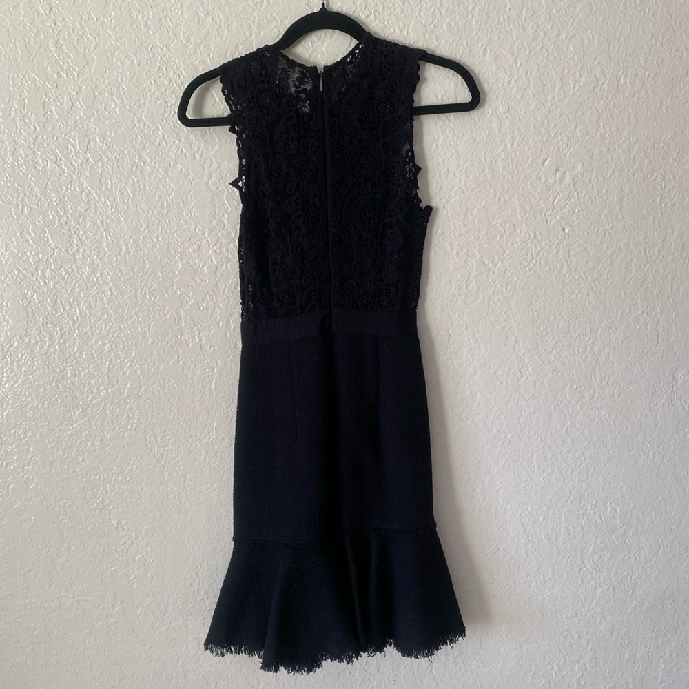 Rebecca Taylor Luna Script Lace Tweed Midi Dress Size 0 Black Chic Corpcore - Picture 10 of 15